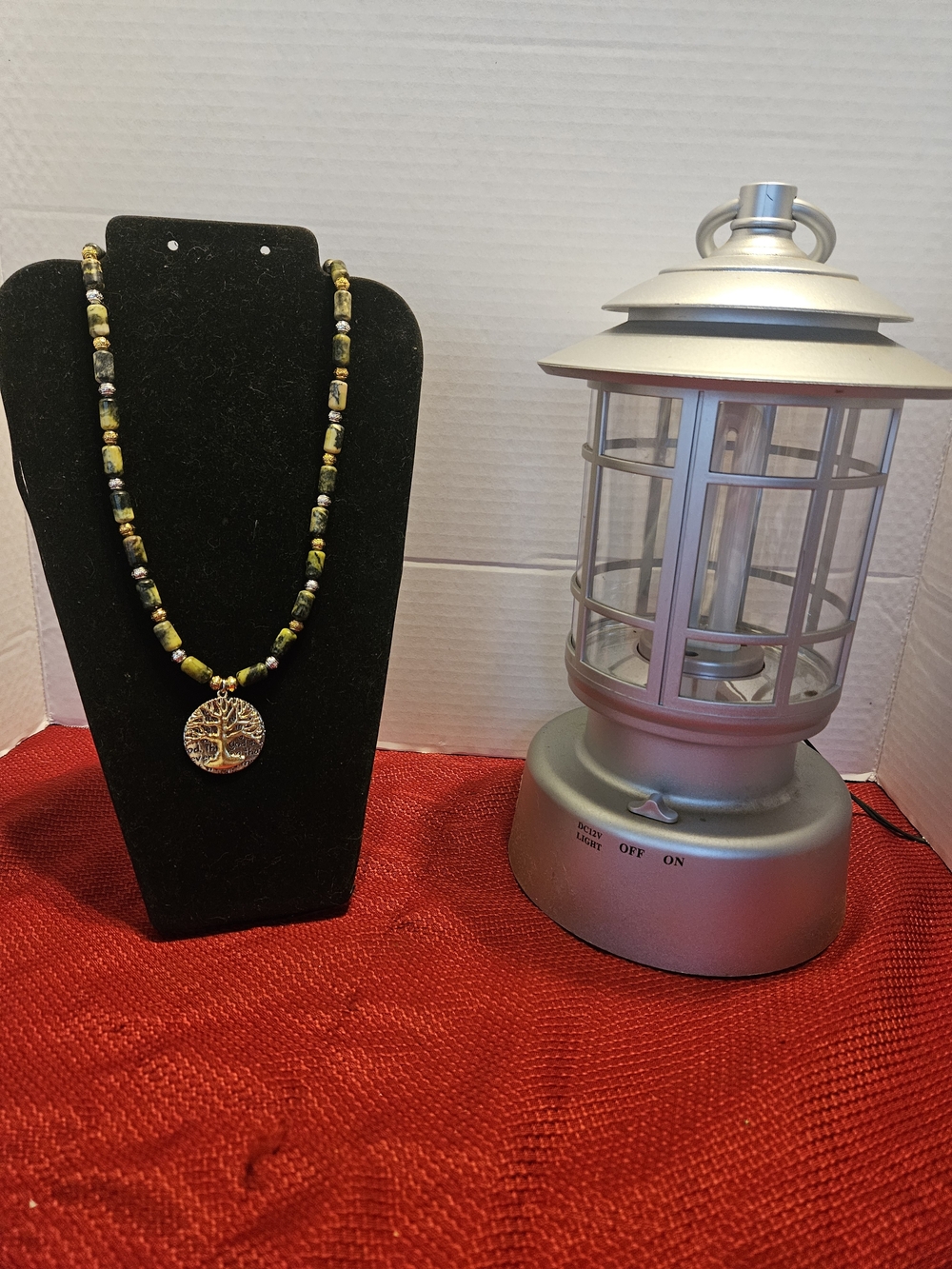 Tree of Life Beaded Necklace in Yellow and Green Jade Beads With Silver And Gold